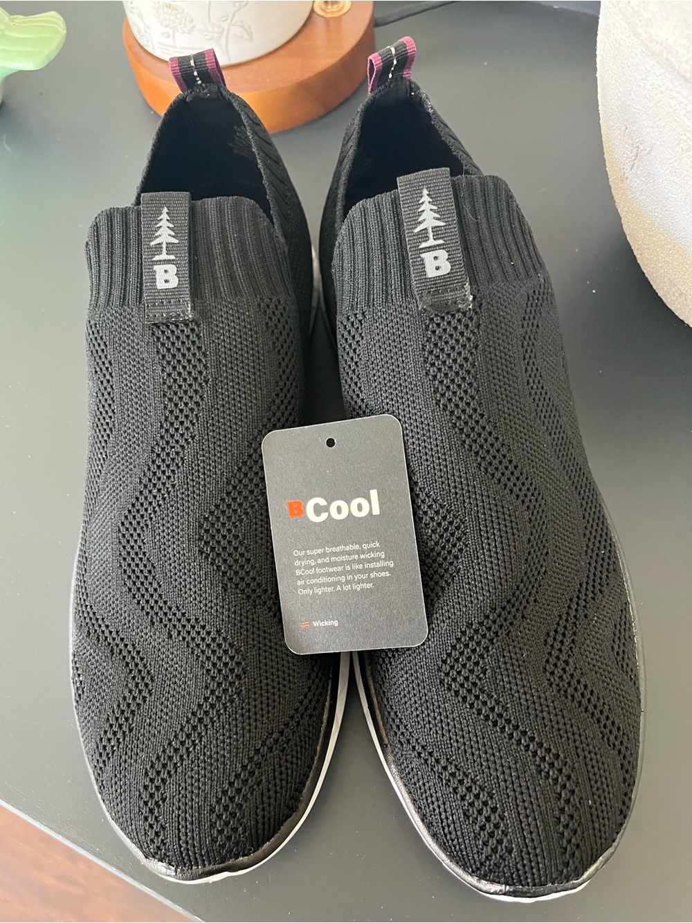 BE COOL Black Knit Slip-On women Sneakers